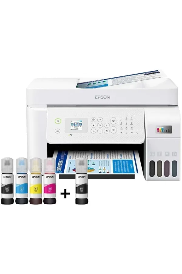Epson L5296 Ecotank Çok Fonksiyonlu ( Baskı, Fotokopi, Tarama , Faks ) ( Usb, Wifi, Wi-Fi Direct ) Orijinal Epson 4 x 65 ml + 1 Ekstra Siyah Mürekkep Yazıcı